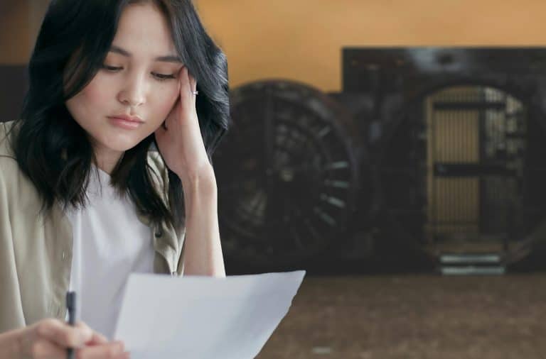 woman with the letter