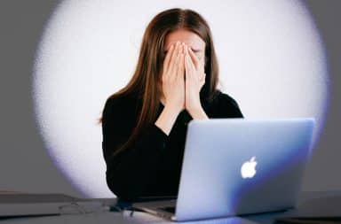 sad and a laptop