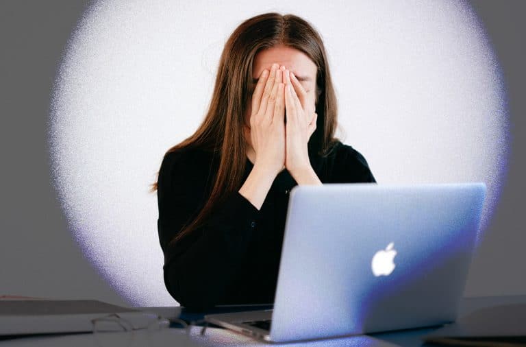 sad and a laptop