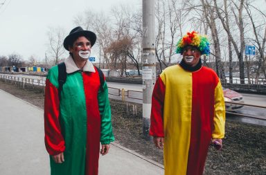 Clowns on street