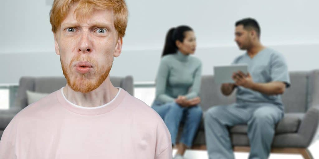 man who is mad at the doctor