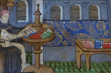 medieval guy with books, what a guy