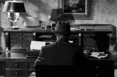 noir detective desk