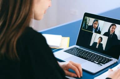 zoom call on a laptop