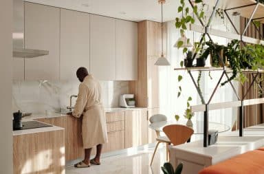 man in fancy kitchen