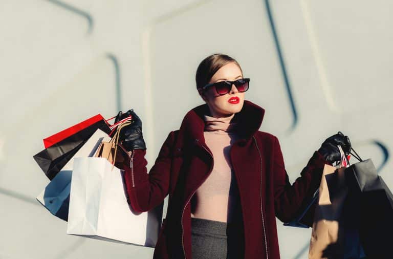 woman shopping with bags
