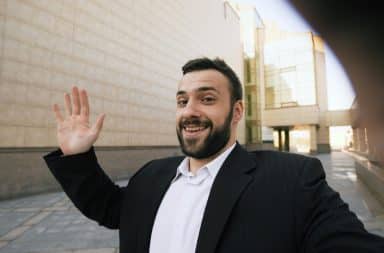 man waving