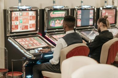 Sitting down at slot machines