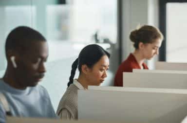 Looking busy at a cubicle