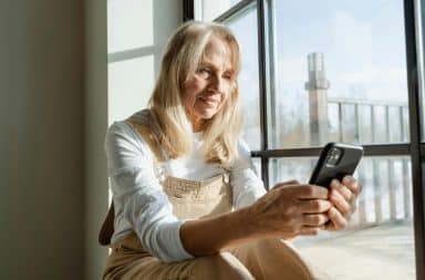 Old mom on phone