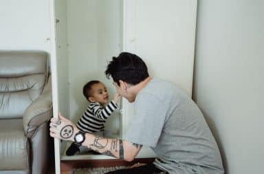 dad hiding kid