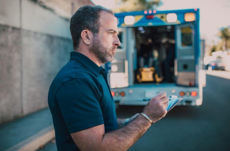man with ambulance