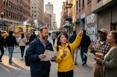 Big American city tourists
